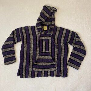 Franks Textiles Classic Baja Hoodie Purple Stripes Adult Medium